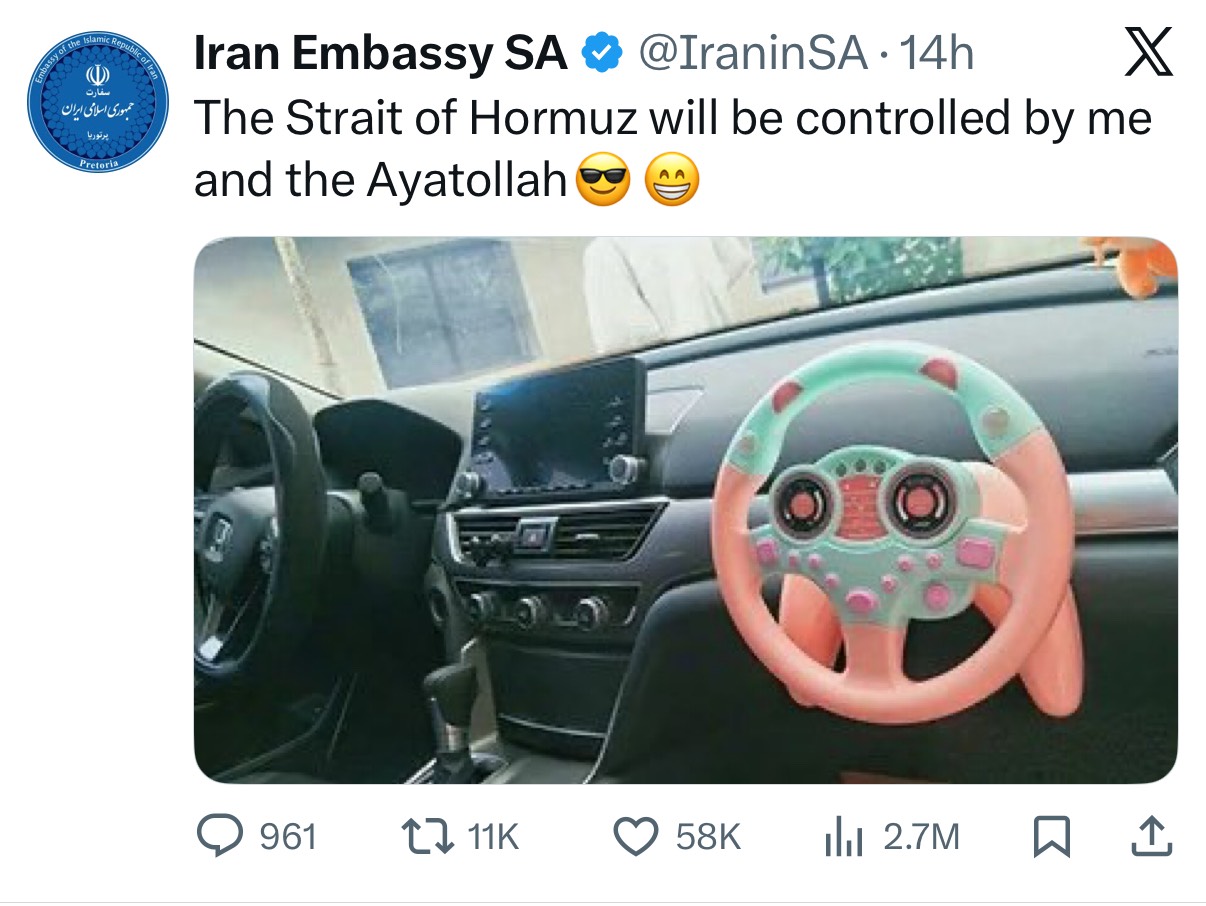 تمسخر ترامپ توسط سفارت ایران در آفریقای جنوبی