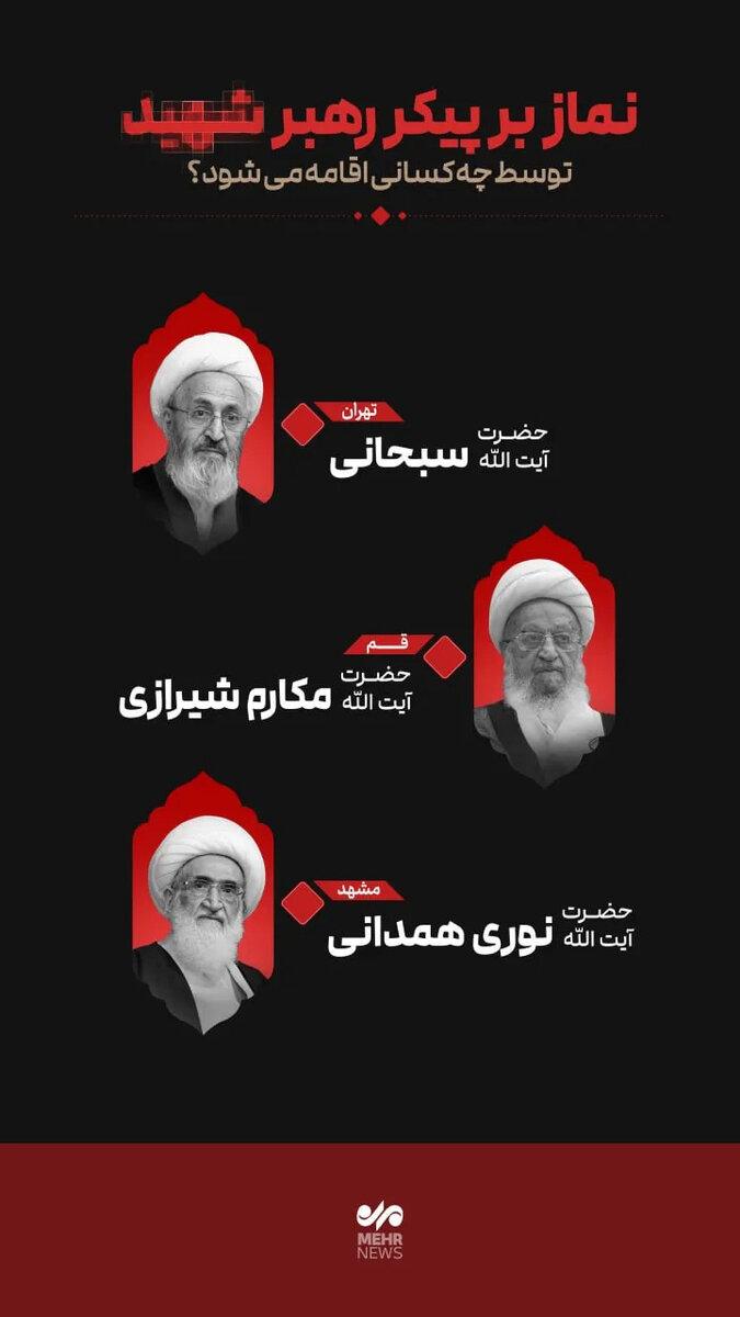 نماز بر پیکر رهبر شهید توسط کدام مراجع تقلید اقامه خواهد شد؟