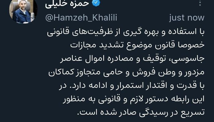 معاون اول قوه قضاییه: توقیف و مصادره اموال عناصر وطن‌فروش با قدرت ادامه دارد 