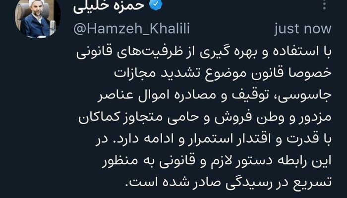 معاون اول قوه قضاییه: توقیف و مصادره اموال عناصر وطن‌فروش با قدرت ادامه دارد 